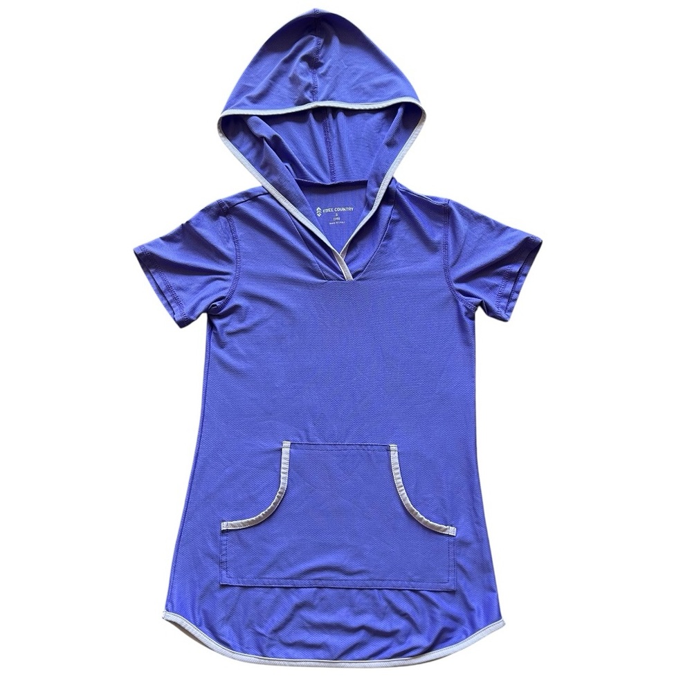Free Country Girls' Hooded Kangaroo Cover Up Size S (7/8) purple, UPF protection